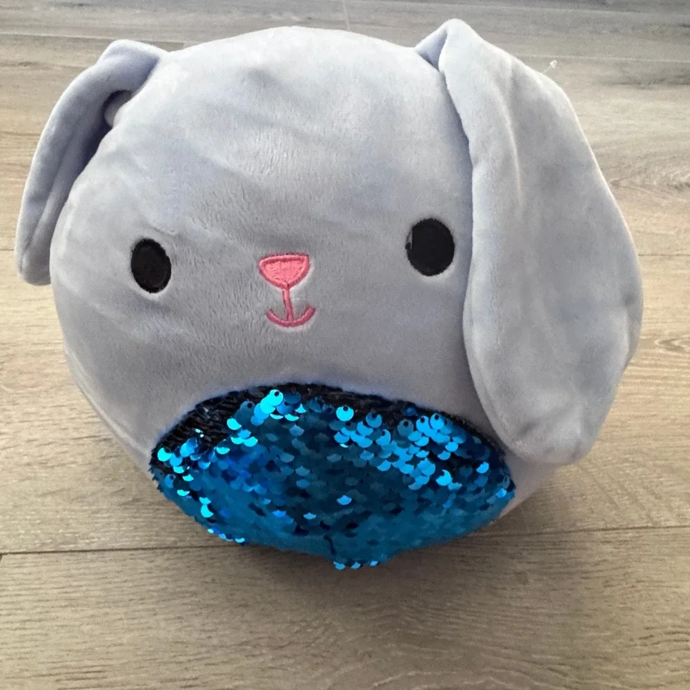 Kellytoy Squishmallow Bunny Rabbit Purple Blue Flip Sequin Plush 2019 Q042 8999